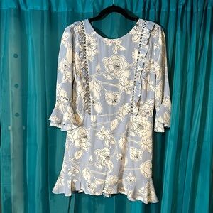 Floral Blue and White Women's Top